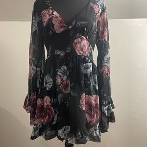 Floral Long Sleeve Mini Dress